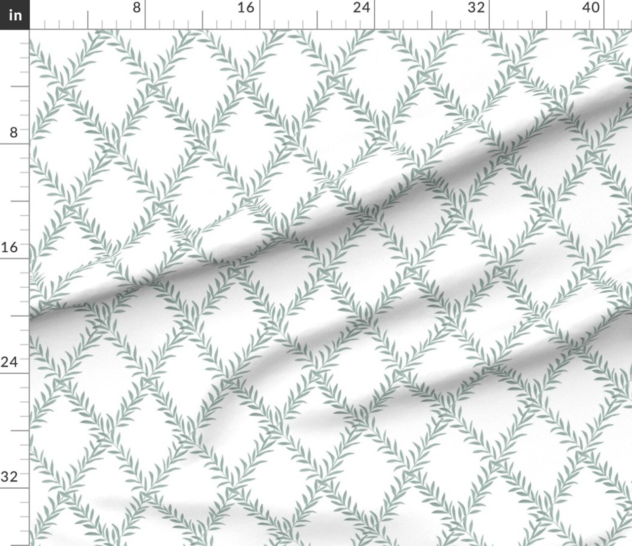 Trellis Botanical Fern Floral Geometric Lattice Diamond Green Sage Garden Large Scale Custom Printed Fabric by Spoonflower Various Fabrics by the Yard or Fat Quarter